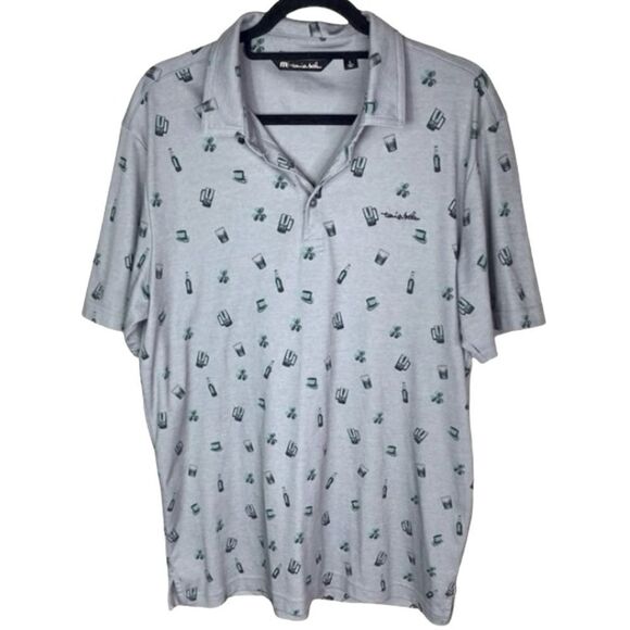 Travis Mathew Men’s Sz Lrg Gray Irish Lucky Treasure Hunt Golf Polo - Picture 1 of 5
